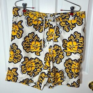 Men’s Sz L Tommy Hilfiger white & gold swim trunks swimming shorts